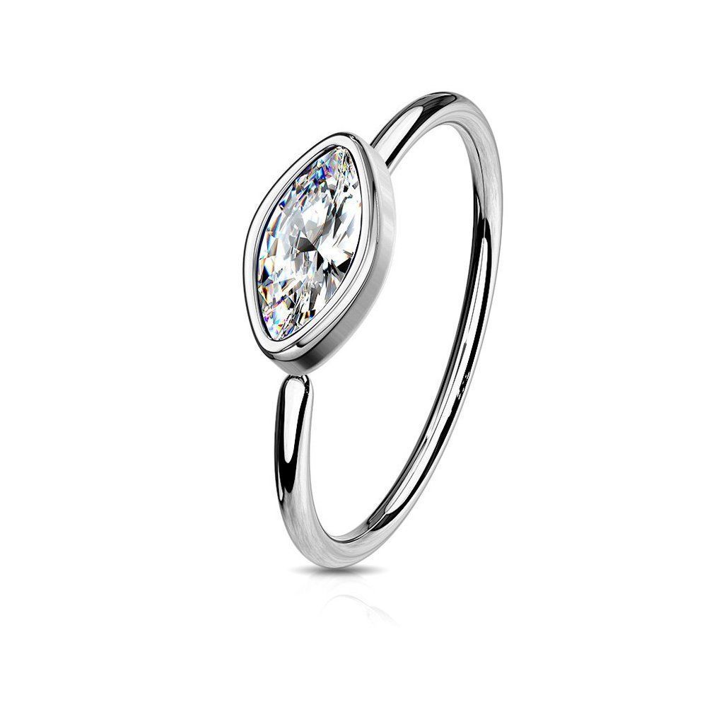 Marquise Cz Bezel Set Top 316l Surgical Steel Bendable Nose Hoop Rings
